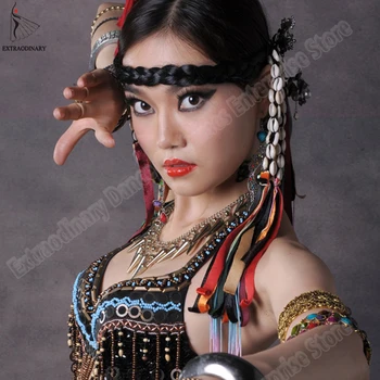 Belly Dance Pălării Categorie Perdeaua De Margele Ciucure Tribal Accesoriu Hand Made Articole Pentru Acoperirea Capului Femeilor Gypsy Performanță Etapă De Bijuterii