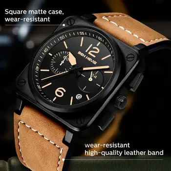 Ben Nevis Moda casual bărbați cuarț ceas multifuncțional în aer liber elev waterproofLeather curea de mână ceas pentru bărbați cadouri