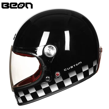 BEON Casca Full Fibra de Sticla Casca Motocross Motociclete de Epocă Profesionale Casti Retro Ultralight ECE Pălării B-510