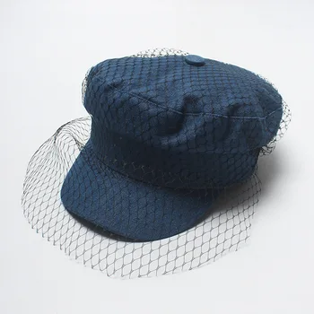 Bereta femei denim net fire decorative pălărie femei primăvara și vara moda stil European și American casual refuz curbate capac