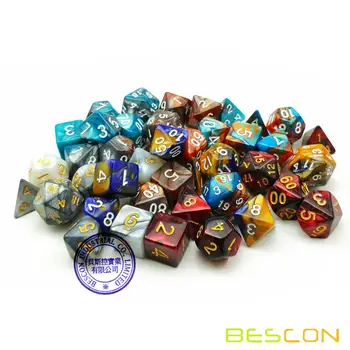 Bescon Nou Stil 6X7 42pcs Zaruri Poliedrice Set, 6 Unic Lucios Două-Ton Gemeni Poliedrice 7-Mor Seturi pentru RPG Jocuri DND