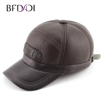 BFDADI 2020 New Sosire Pălărie Autentic de Toamna-iarna din Piele Hat Baseball Cap Reglabil Pentru Bărbați Pălării Negre Transport Gratuit