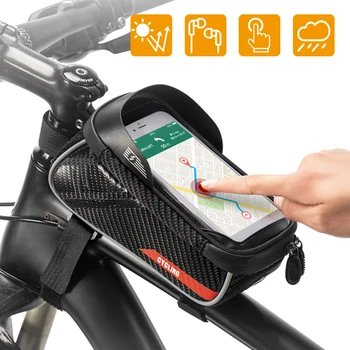Bicicleta cu suport pentru Telefon Pungi Impermeabile Fata de Rama de Sus Tub Sac cu Ecran Tactil cu Suport pentru Telefon Caz Ciclism Biciclete de Telefon Sac Pachet