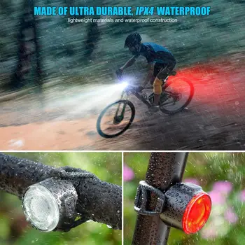 Biciclete Biciclete Lumina USB LED Reîncărcabilă Set de Munte Ciclu Fata Spate Faruri Lampa Lanterna cu 6 Moduri de Iluminare