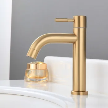 Biggers sanitare bruhs de culoare de aur stianless oțel bazinul de baie singur robinet apa rece chiuveta de robinet