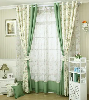 BIgmUm perdele Dormitor Stil Pastorală Frunze de Model Țară imprimeu Floral Verde Perdele Pentru Camera de zi de Usi de Bucatarie Cortina