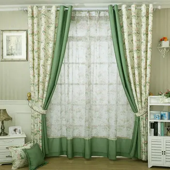 BIgmUm perdele Dormitor Stil Pastorală Frunze de Model Țară imprimeu Floral Verde Perdele Pentru Camera de zi de Usi de Bucatarie Cortina