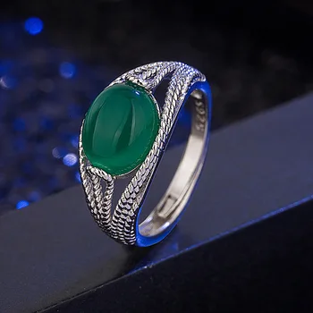 BIJOX POVESTE trendy inel argint 925 de bijuterii de formă ovală smarald inel de piatră prețioasă pentru femei aniversare de nunta promit petrecere