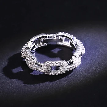 Bijuterii de lux Lanț Stil Reale Monofazate Argint 925 inel AAAAA Zircon Trupa de Nunta Inele Pentru Femei barbati Cadou