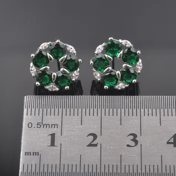 Bijuterii de nunta Verde Zirconia Floare de Design Pentru Femei de Culoare de Argint Seturi de Bijuterii Colier Pandantiv Cercei Inel QZ0382