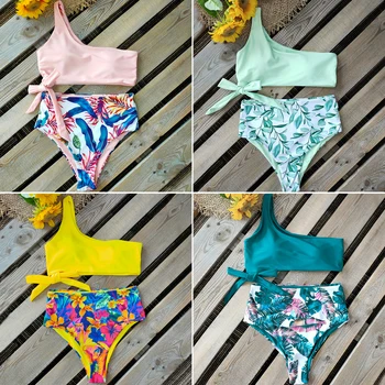 Bikini Femei Costume De Baie Push Up Costume De Baie Pe Un Umăr De Imprimare Brazilian Bikini Set 2021 Biquini Costum De Baie Pe Plajă Costum De Înot