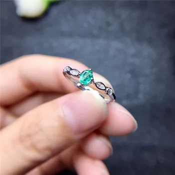 Bine de bijuterii Incrustate rotundă naturală inel de smarald din Argint Sterling Deschide Femeie suport reglabil pentru detectarea