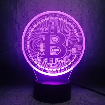 Bitcoin a CONDUS Lumina de Noapte Usb Senzor Tactil Color Schimbarea Noutate Iluminat Copil Copil Cadou de Vacanță Dormitor Decor 3D Lampa Bitcoin