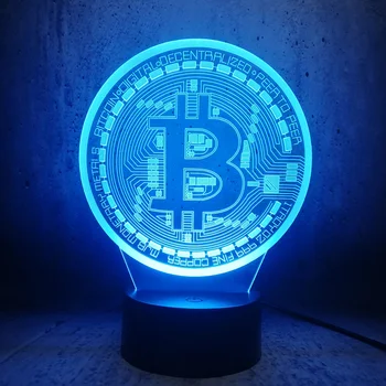 Bitcoin a CONDUS Lumina de Noapte Usb Senzor Tactil Color Schimbarea Noutate Iluminat Copil Copil Cadou de Vacanță Dormitor Decor 3D Lampa Bitcoin