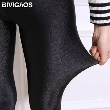 BIVIGAOS 2017 Vara Noi Luciu Subțire Jambiere Pantaloni Scrisori de DRAGOSTE Întinde Antrenament Talie Jambiere Negru Lucios Legging Pentru Femei