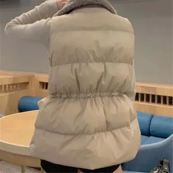 Blană de miel împletit în jos vesta din bumbac de sex feminin coreeană stil 2020 toamna și iarna nou mid-lungime gros cald vesta, jachete