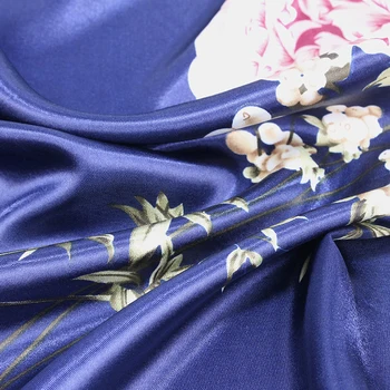 Bleumarin Eșarfă de Mătase pentru Femei fular soie Sac Șal Cap Pătrat Eșarfe Împachetări Hijab Moda Doamnelor Accesorii 90x90cm