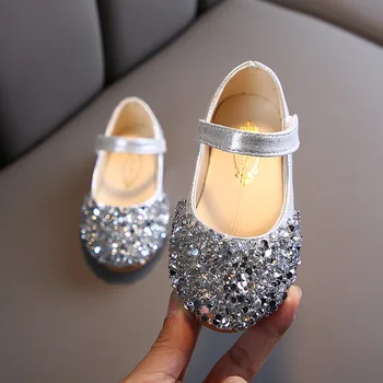 Bling bling Fete pentru Copii Pantofi pentru Copii Pantofi de Prințesă Pentru Petrecere fetite Rochie de Mireasa Pantofi de Aur Roz de Argint 1-7ani
