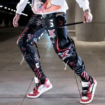 Bloc De Buzunar Mozaic De Marfă Joggeri Bărbați 2021 Noi Streetwear Hip Hop Scrisoare De Imprimare Harem Pants Mens Pantaloni Casual, Pantaloni De Trening