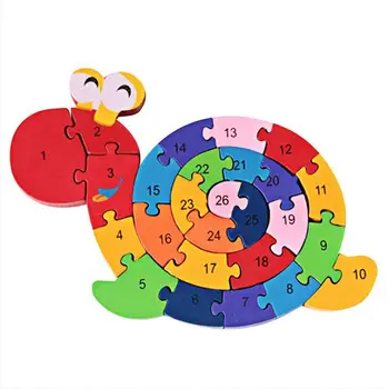 Blocuri de lemn Jigsaw Lichidare Melc Litere și Numere de Puzzle-uri Preschool Jucarii Educative pentru Copii mici, Copii, Copii, Băieți