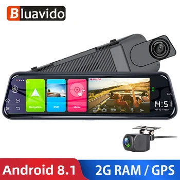 Bluavido 10 inch 4G Android 8.1 Dvr Auto 2G RAM de Navigare GPS ADAS Oglinda Retrovizoare FHD 1080p Camera de Bord Wifi Conducere Recorder