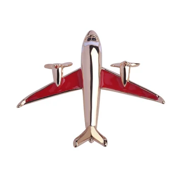 Blucome Avion Model De Brosa Rosu Email De Culoare De Aur De Metal Broșe Ace De Haine Accesorii Avioane De Luptă Forma Clipuri