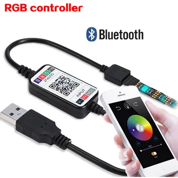 Bluetooth USB RGB Benzi cu Led-uri Controler de la Distanță DC 5V-12V Wireless mai Îndepărtate 4pin RGB Iluminat cu Led Strip Bandă de Lumină