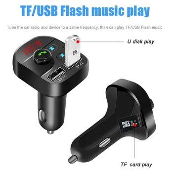 Bluetooth5.0 Transmițător FM Modulator Dual USB Încărcător, Handsfree Wireless Car Kit Suport TF U Disc MP3 Music Player cu Telecomanda
