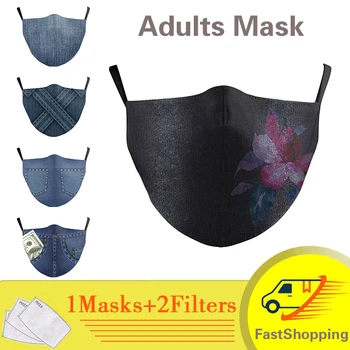 Blugi de Imprimare PM2.5 Unisex Măști De Moda Măști Gura Adult, Reutilizabil Lavabil Pânză Mască Măști De Femei Fata De Capacul Maks
