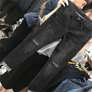 Blugi femei Forța Elastică Talie Înaltă Nouă Parte a Piciorului Pantaloni Fete Skinny Liber Talie Mare Întindere Lungime de Glezna Slim Jeans
