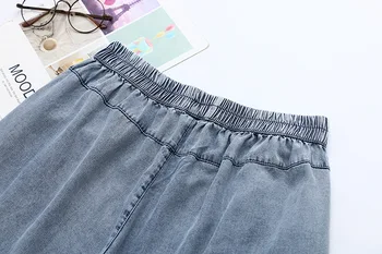 Blugi largi pentru Femei Pantaloni din Denim Elastic Talie Pantaloni Drepte Casual Plus Dimensiune Blugi KKFY4709