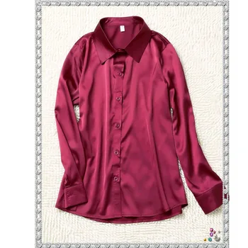 Blusas 2021 Primăvară Femei Topuri si Bluza de Moda cu Maneci Lungi Birou Doamnă Tricou Femei Rândul său, în Jos Guler din Satin Șifon Bluza 2245