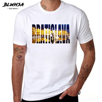 BLWHSA Bratislava Oraș Tipărite tricou Barbati Moda Maneca Scurta Alb T-shirt Slovacia Capitala Bratislava Vara Tees