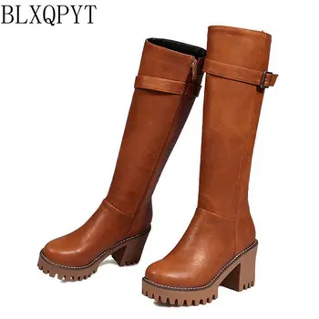 BLXQPYT Plus Vânzarea Femei Pantofi de Iarna Cizme Genunchi Ridicat, Plus de Dimensiuni Mari, Rotund-deget de la picior de Înaltă Calitate, Pantofi Femei Toamna Iarna Cizme X18-01