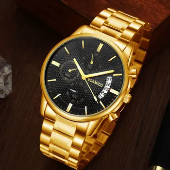 BOAMIGO Barbati Ceas Cronograf Sport Mens Ceasuri de Top de Brand de Lux rezistent la apa Complet din Oțel Cuarț Ceas de Aur pentru Bărbați Relogio Masculino