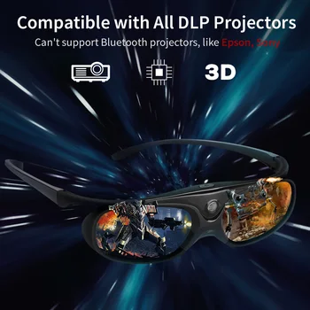 BOBLOV Ochelari Activi 3D DLP-Link USB Albastru Compatibil BenQ W1070 W700 Dell Proiector 3D Ochelari pentru Proiector DLP