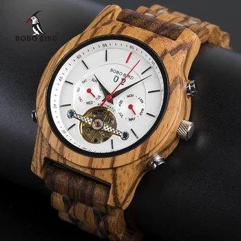 BOBO PASĂRE Ceasuri Mecanice Barbati Top Brand de Lux din Lemn Uita-montre homme automatique W-Q27