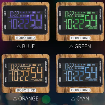 BOBOBIRD Bărbați Ceasuri Digitale Lemn 4 Variabile Culori Multi-funcția de Afișare cu LED reloj inteligente hombre cu Lemn Cutie de Cadou V-S30