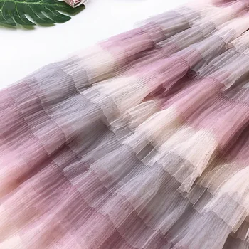 Boho Epocă Curcubeu De Imprimare Volane Fusta Plisata Femei 2020 Moda De Vară Talie Mare Plasă Fuste Casual Faldas Mujer