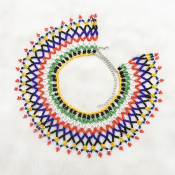 Boho Tribale Africane Cravată Coliere Margele Colorate Etnice Indian Salopete Cravată Colier Pentru Femei Maxi Farmecul Margele Bijuterii
