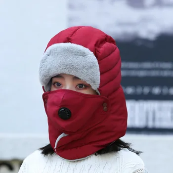Bombardier rus Pălării pentru Bărbați Îngroșa Iarna Cald Capac Respirabil Detasabila Masca Femei Pălării de Vânt Earflap Capace Casual de Schi Pălării