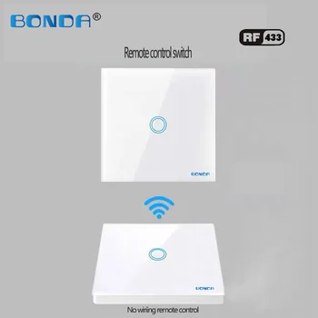 BONDA standard UE,1 banda 2 mod de panou de sticlă smart home wireless 433mhz la distanță lampă de perete comutator tactil ,telecomanda touch comutator