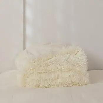 Bonenjoy Pufos Pături pentru Pat de Culoare Albă, Părul Lung, Moale Carouri Pe Canapea Single/Queen-Size Pături și Cuverturi de pat