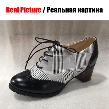 BONJOMARISA Plus Dimensiune 34-48 Personalizate Retro Stil Britanic Femei Pantofi pentru Femeie Pompe de pantofi de Moda dantelă Femeie Pantofi Brogue