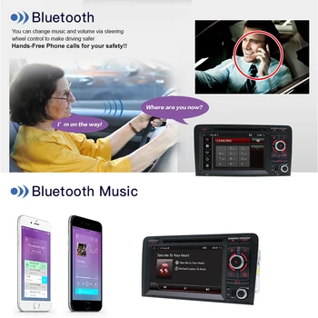 Bosion 7 inch HD 2 Din Android 10 Quad Core Radio Auto Casetofon DVD Player Multimedia Navigatie GPS Pentru toate modelele Audi A3 8P 2003-2011 BT