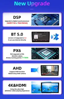 Bosion DSP PX6 RK3399 4GB+64GB 10.1 inch 1 DIN universal Android 10.0 Masina adio Player auto Stereo BT 5.0 unitate Cap WIFI USB SWC