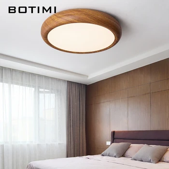 BOTIMI Nou Chinezesc Dormitor Rotunde LED Lumina Plafon Imitative Lemn Metal Vopsit Camere Simple, Lampa de Studiu Camera de Corpuri de Iluminat