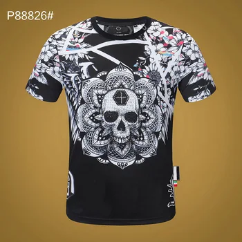 Brand clasic pentru Bărbați T-shirt echipajul Gât Maneci Scurte Craniu de Top Hip Hop Sport Pur Barbati Plein T-shirt aaa Camiseta hombre para