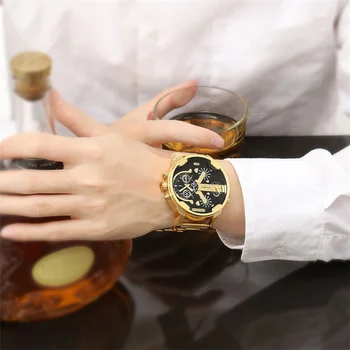 Brand de lux Ceasuri Barbati de Aur de Oțel Cuarț Ceas de mână de sex Masculin Stil Unic de Apelare Mare de Bărbați Ceas Militar relogio masculino