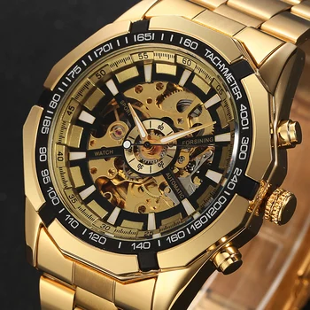 Brand de lux CÂȘTIGĂTOR de Epocă cuarț Ceasuri pentru Bărbați din Oțel Inoxidabil de Aur Trupa Ceasuri Relogio Masculino